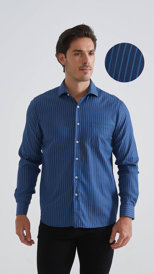 Camicia a righe comfort blu navy