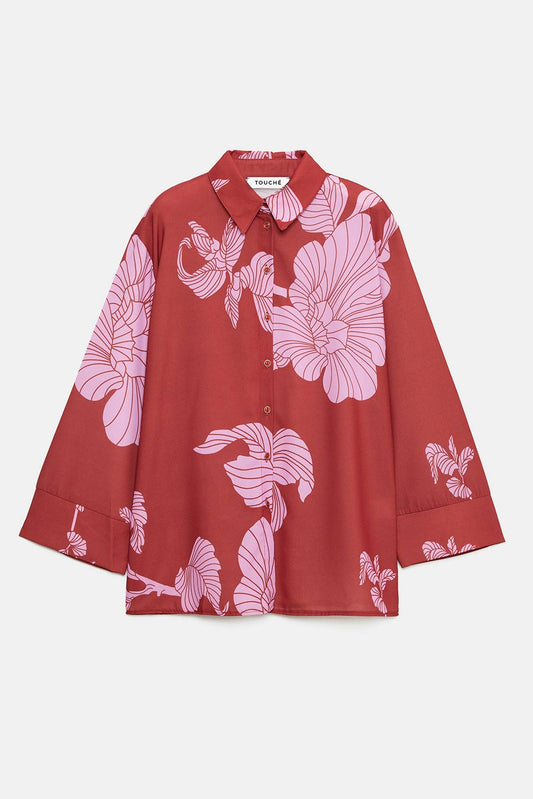 Camicia in raso stampata oversize