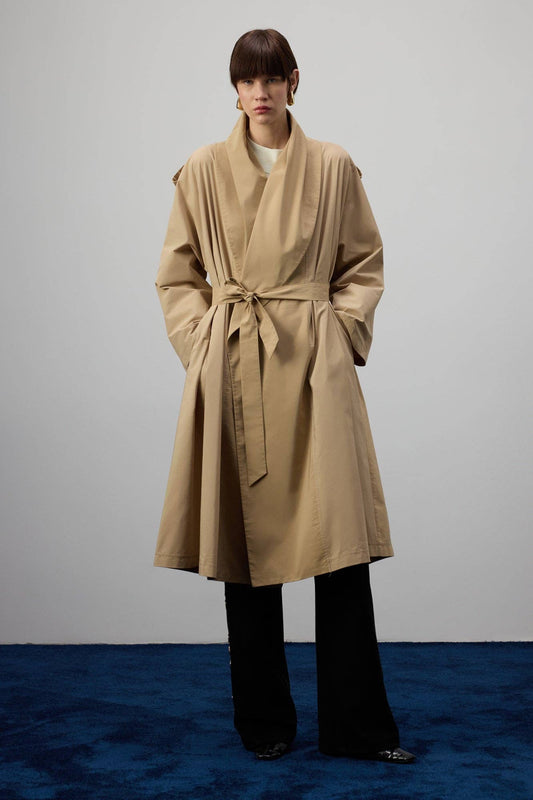 Trench cappotto con collo a scialle