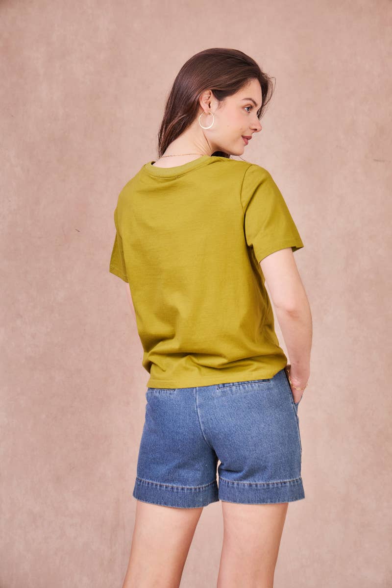 Shorts in denim a vita alta con tasche utility