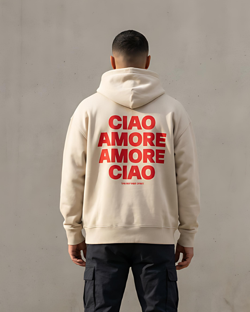 Felpa con cappuccio organica “Ciao Amore”