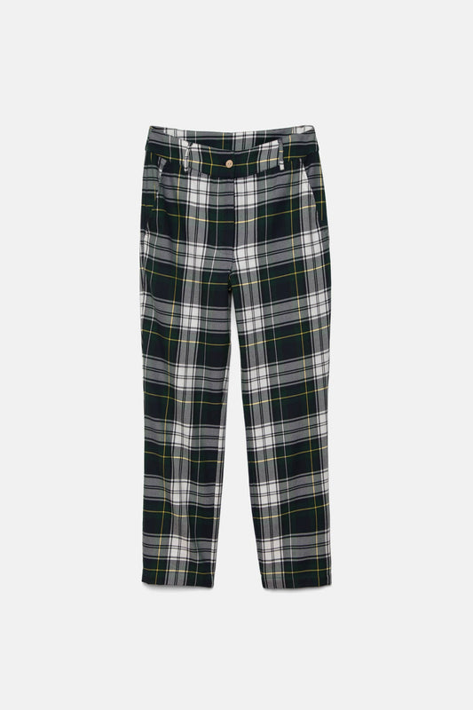 Pantaloni slim a quadri in cotone