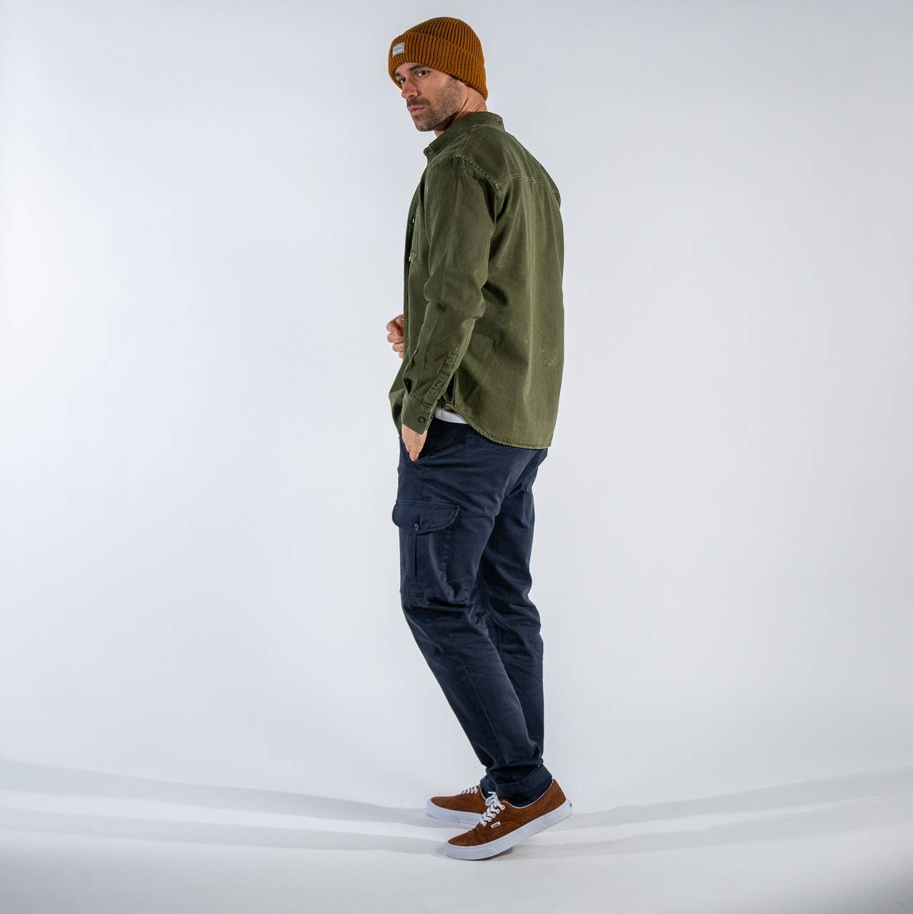 Pantaloni cargo blu navy in cotone