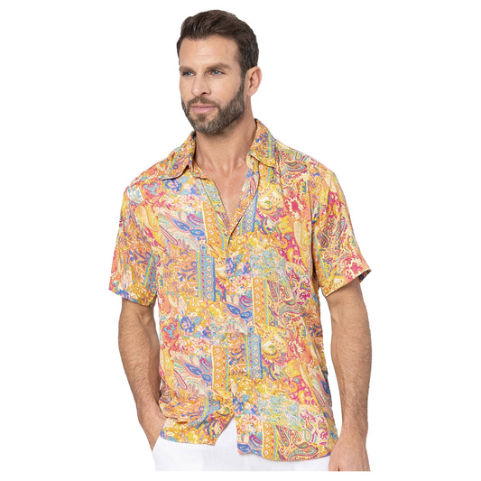 Camicia estiva boho a maniche corte multicolor