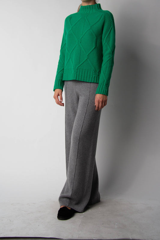Maglione dolcevita a trecce in misto cashmere