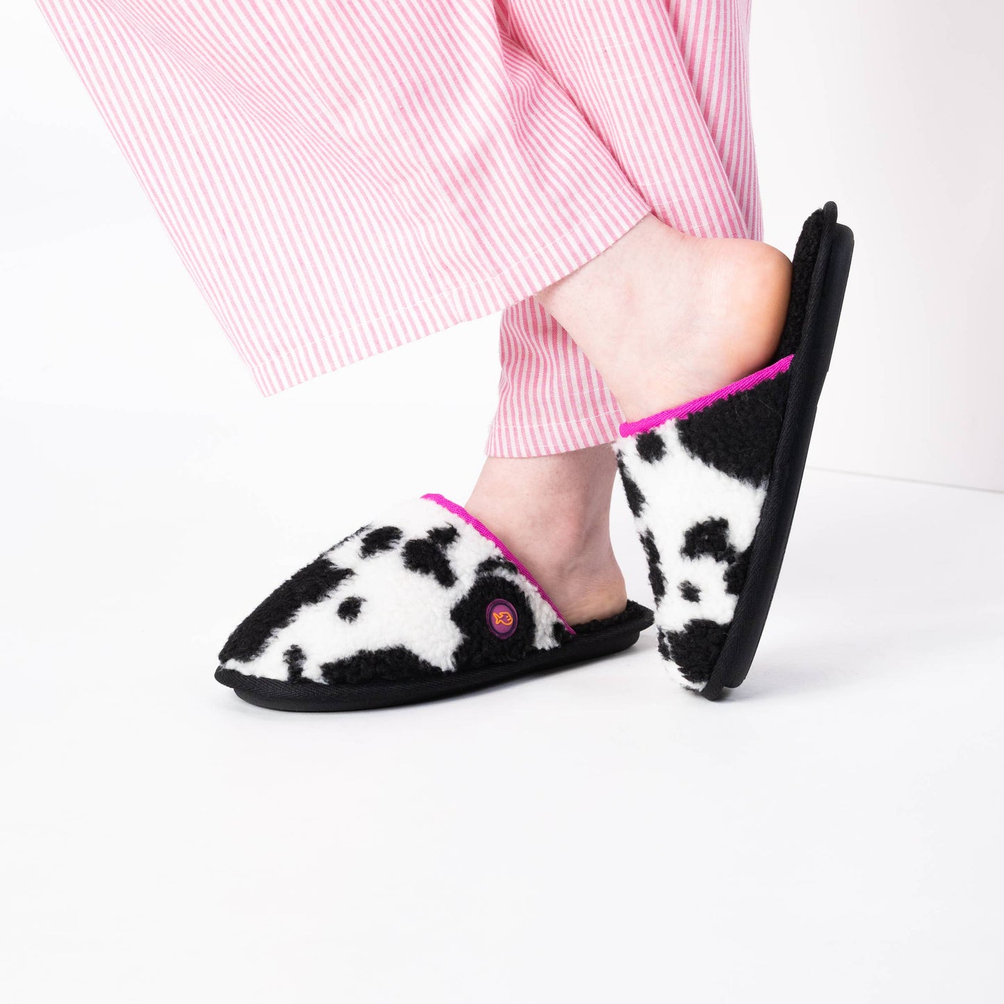 Pantofole in sherpa stampa mucca