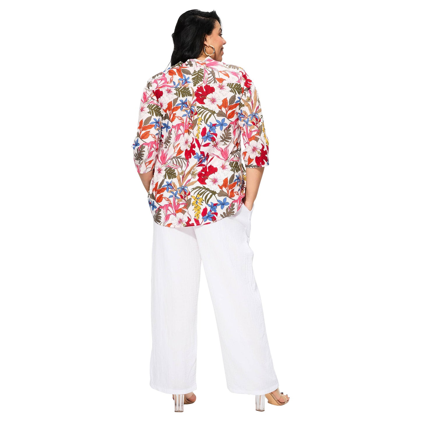 Camicetta estiva boho in cotone con stampa floreale