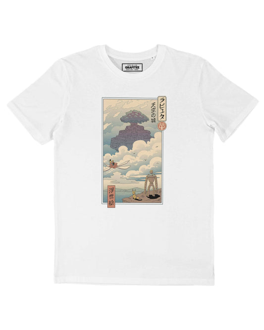 T-shirt unisex in cotone biologico con stampa castello tra le nuvole