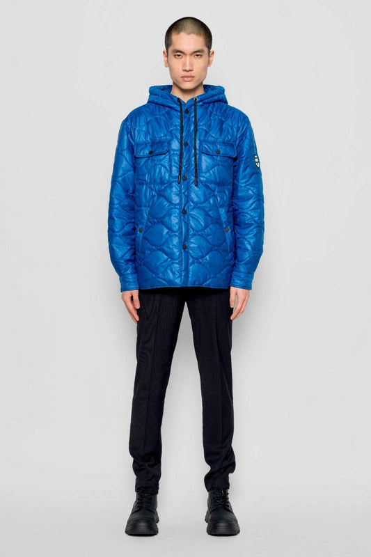 Giacca imbottita Wave blu reale con cappuccio