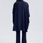 Tunica con collo arricciato blu navy