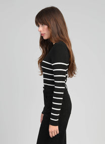 Maglione Leluxie nero a righe metallizzate