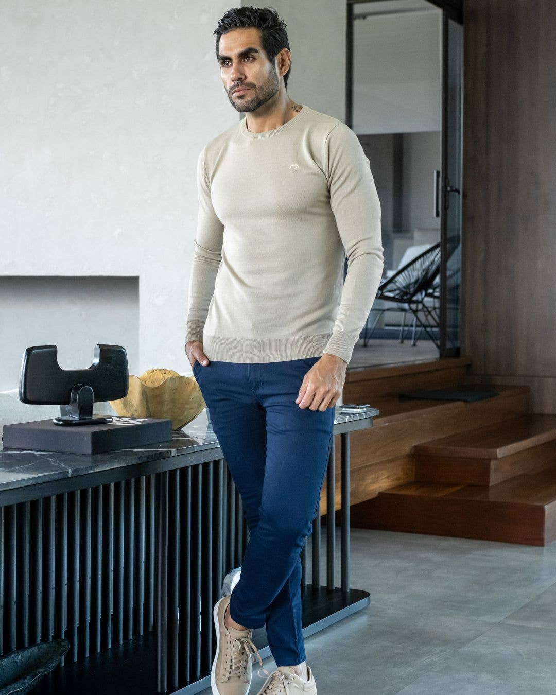 Maglione in cotone Pima beige