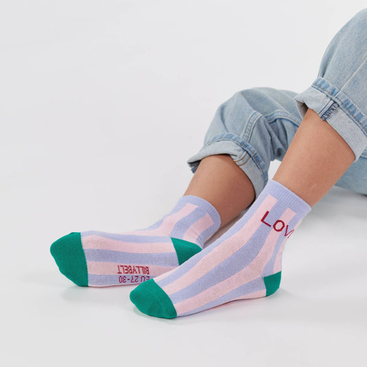 Calzini a righe per bambina con scritta Love