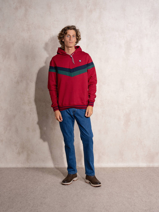 Felpa con cappuccio color block da uomo