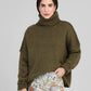 Maglione dolcevita oversize verde militare