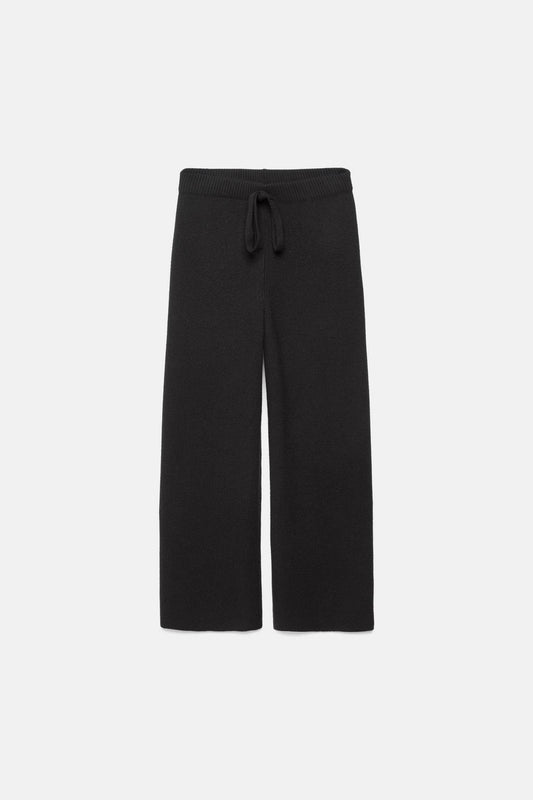 Pantaloni palazzo in maglia con vita elasticizzata