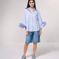 Blusa a righe con volant rinforzati