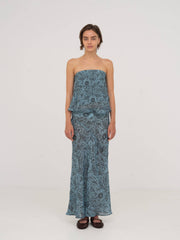 Top a fascia blu con stampa celestiale