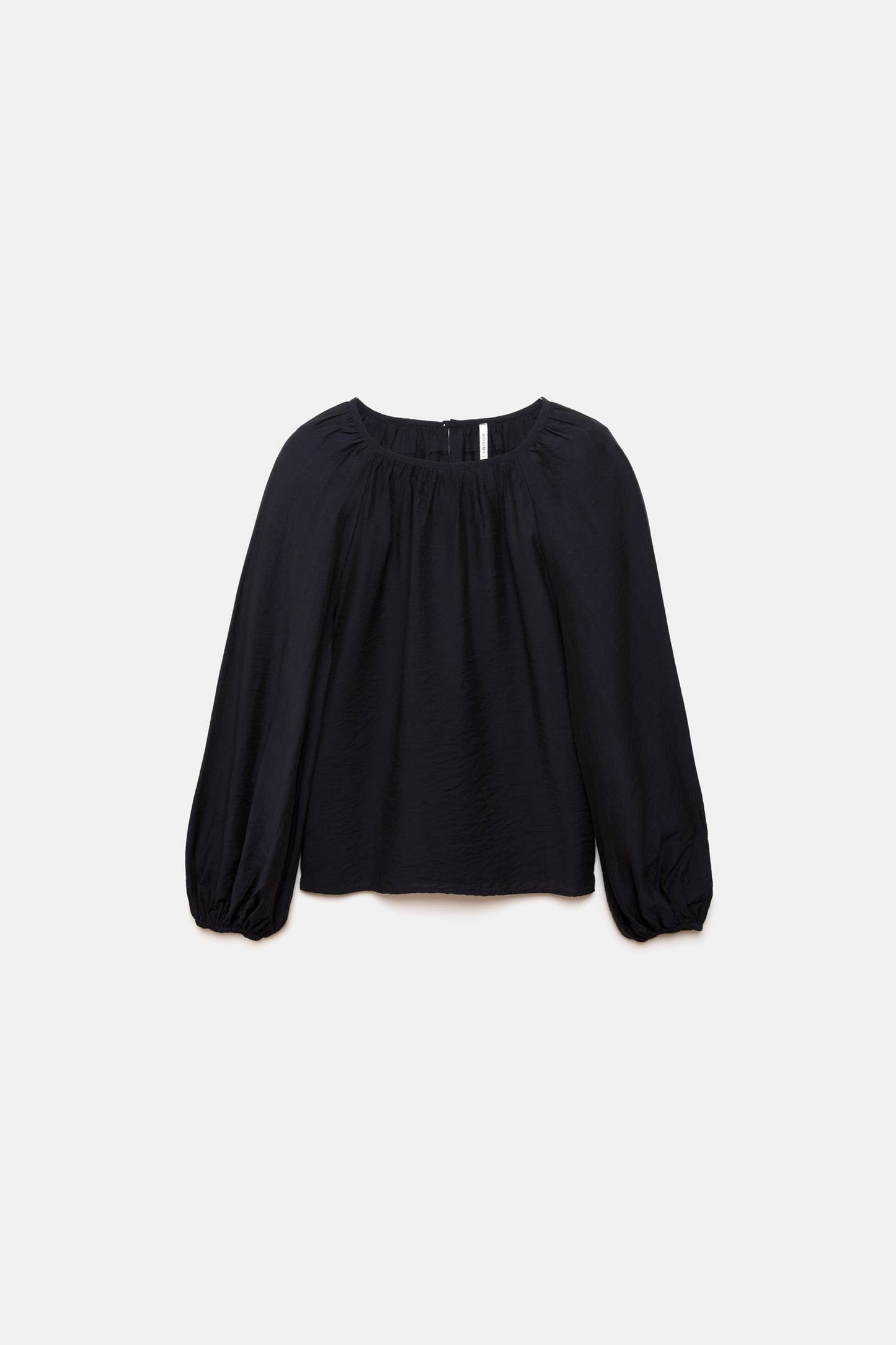 Blusa in tessuto effetto stropicciato con maniche a palloncino