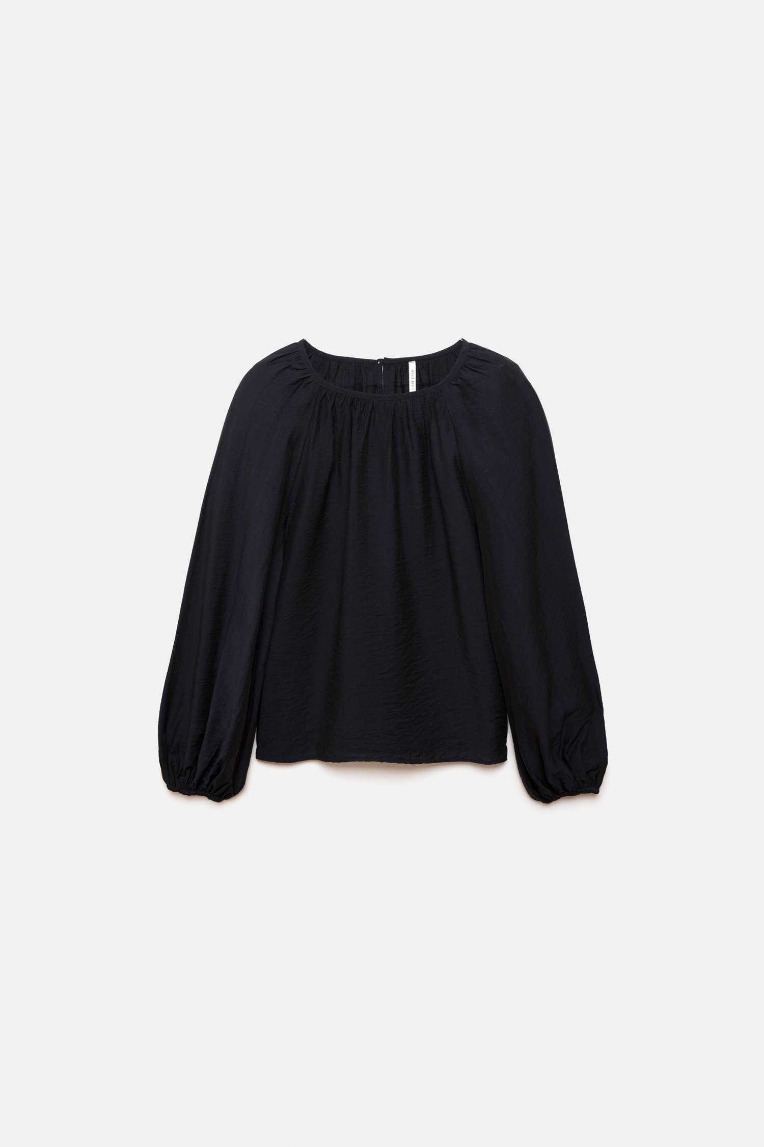 Blusa in tessuto effetto stropicciato con maniche a palloncino