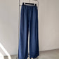 Pantaloni a gamba larga effetto denim con coulisse
