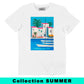 T-shirt French Riviera vintage artistica in cotone biologico