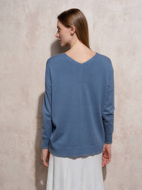 Maglione a maglia con scollo a V in viscosa con lurex