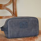 Astuccio da toilette Care blu chiaro in velluto di cotone