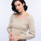 Maglione donna con maniche a palloncino e scollo quadrato