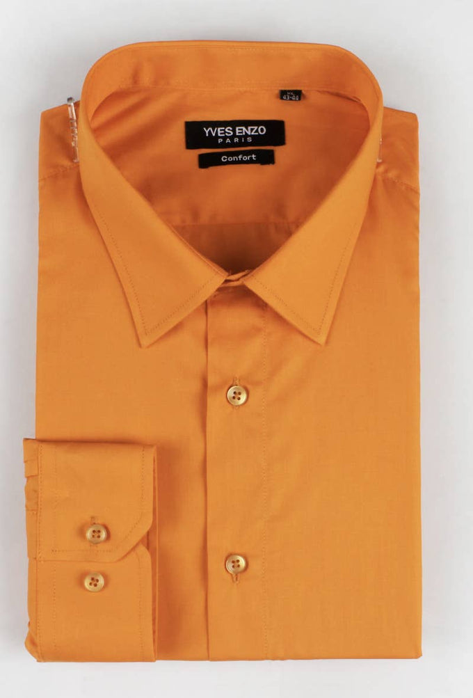 Camicia arancione oversize da uomo con collo francese