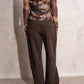 Pantaloni wide leg in cotone testurizzato