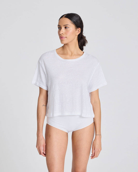 T-shirt Ivalo in lino bianca