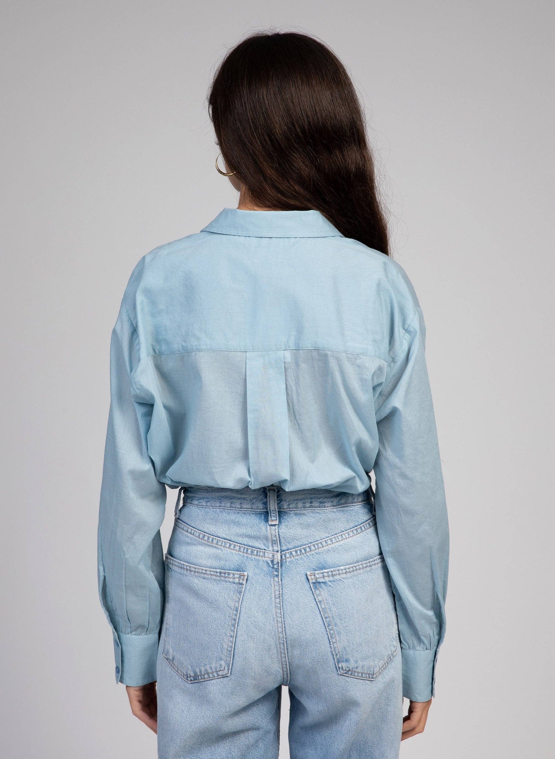 Camicia Soumaya color cielo in popeline di cotone