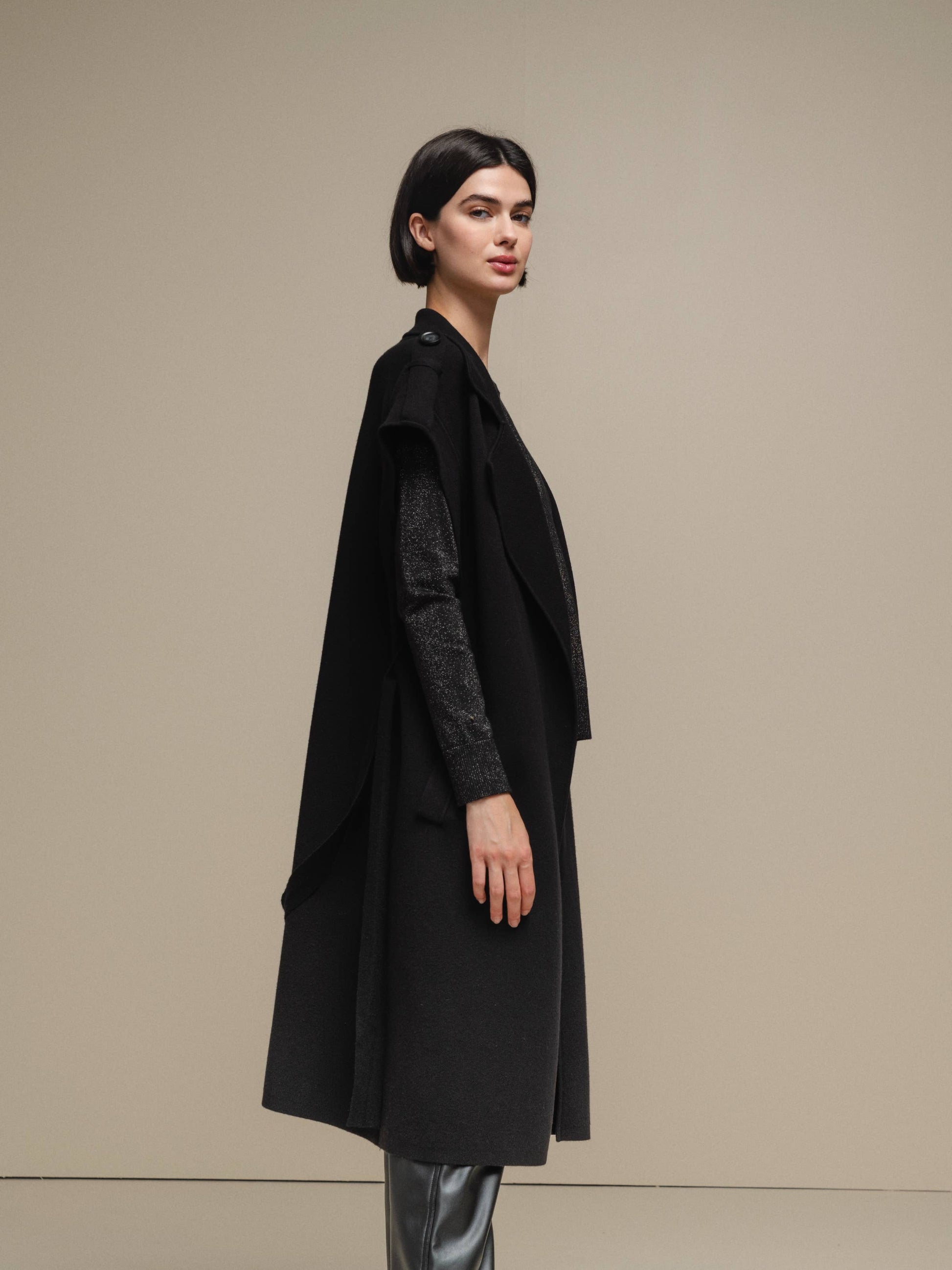 Gilet cappotto lungo smanicato da donna