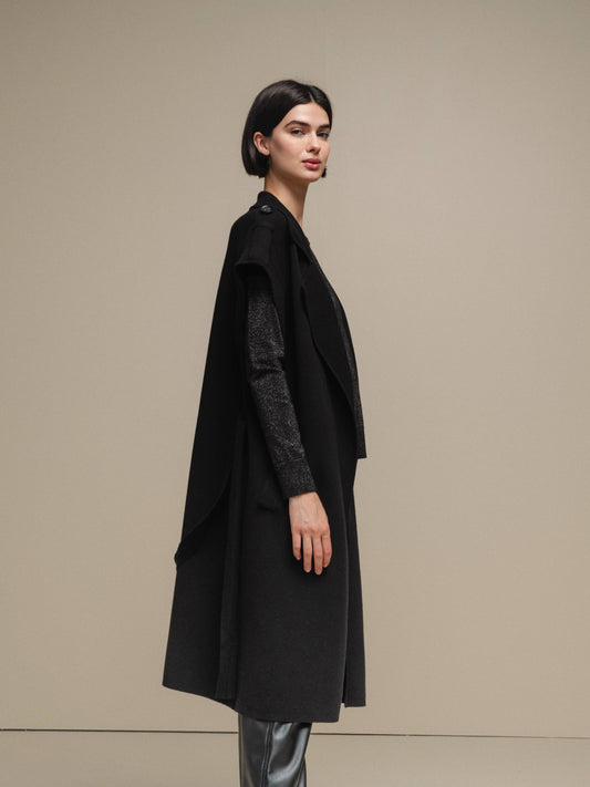 Gilet cappotto lungo smanicato da donna