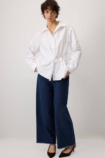 Pantaloni in denim a gamba ampia cropped