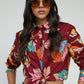 Camicia crop a fantasia floreale con nodo frontale