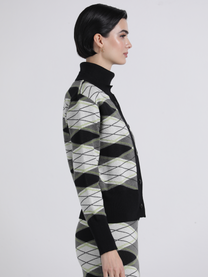 Giacca in maglia jacquard geometrica