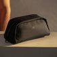Borsa da toilette nera da uomo in poliestere e PU