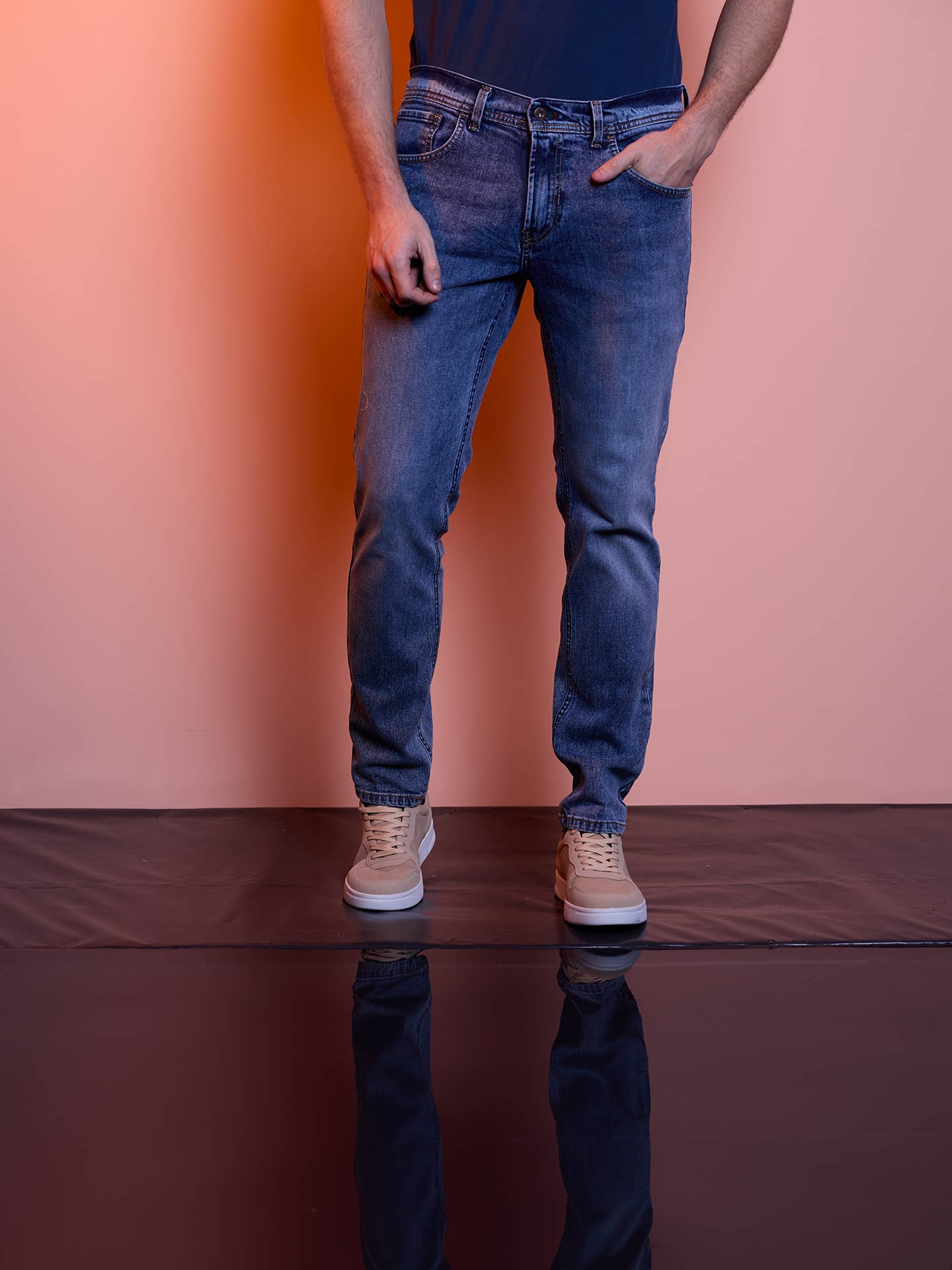 Jeans denim elasticizzati slim fit da uomo