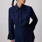 Camicia in lino blu navy con pizzo floreale e cintura