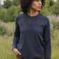 Henley donna in maglia waffle riciclata color zaffiro mélange