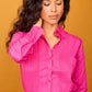 Camicia Rocio fucsia in cotone con pieghe