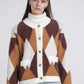Cardigan corto effetto pelliccia jacquard a rombi