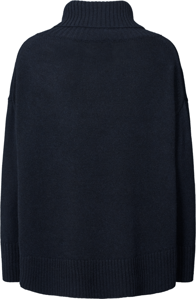 Maglione dolcevita in lana d’agnello blu notte