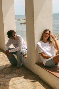 T-shirt a maniche lunghe “Oui” in cotone biologico