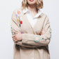 Cappotto cardigan in maglia con ricamo floreale