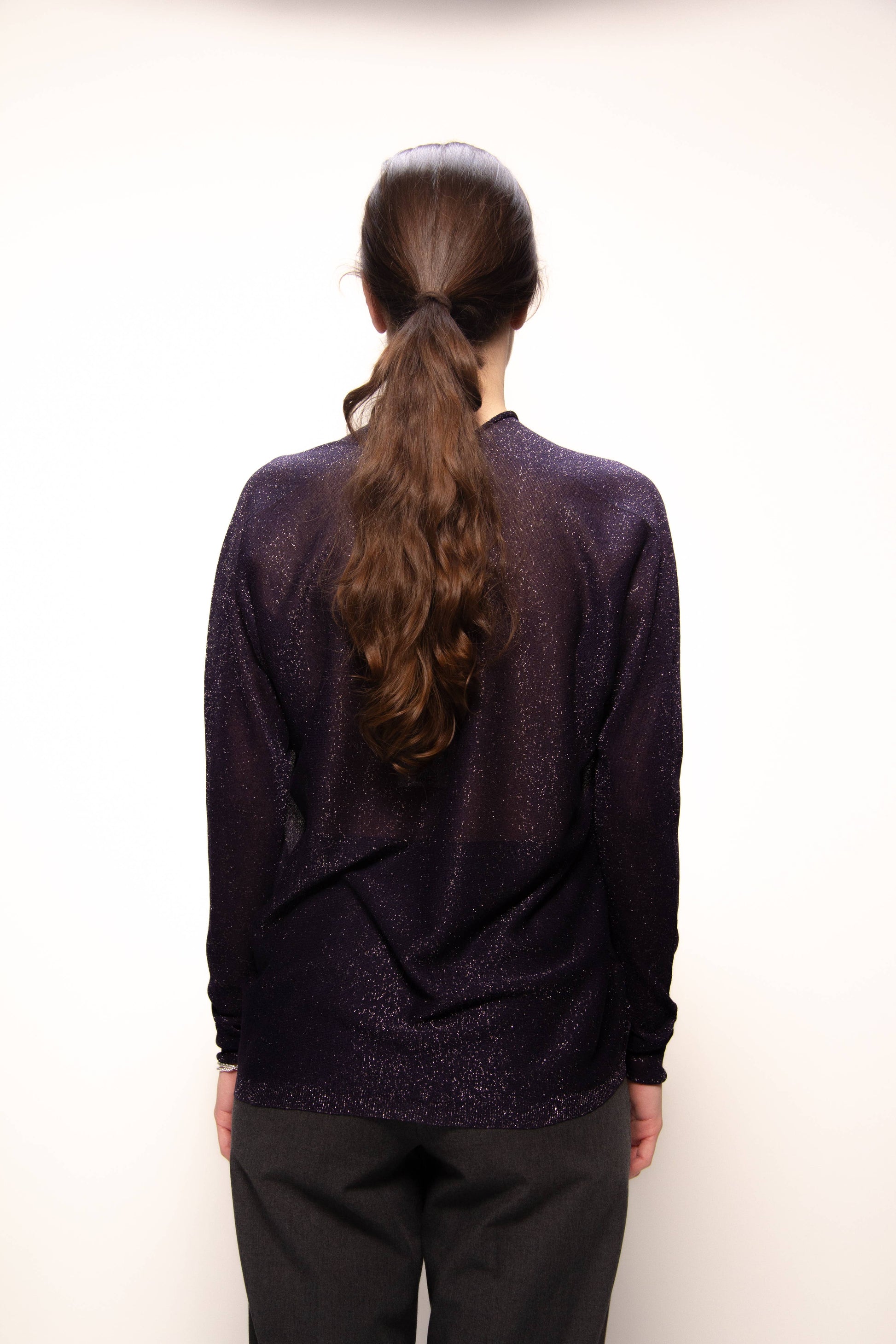 Maxi maglione glitterato con scollo a V