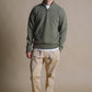 Maglia uomo in lana jacquard con zip a quarto color salvia