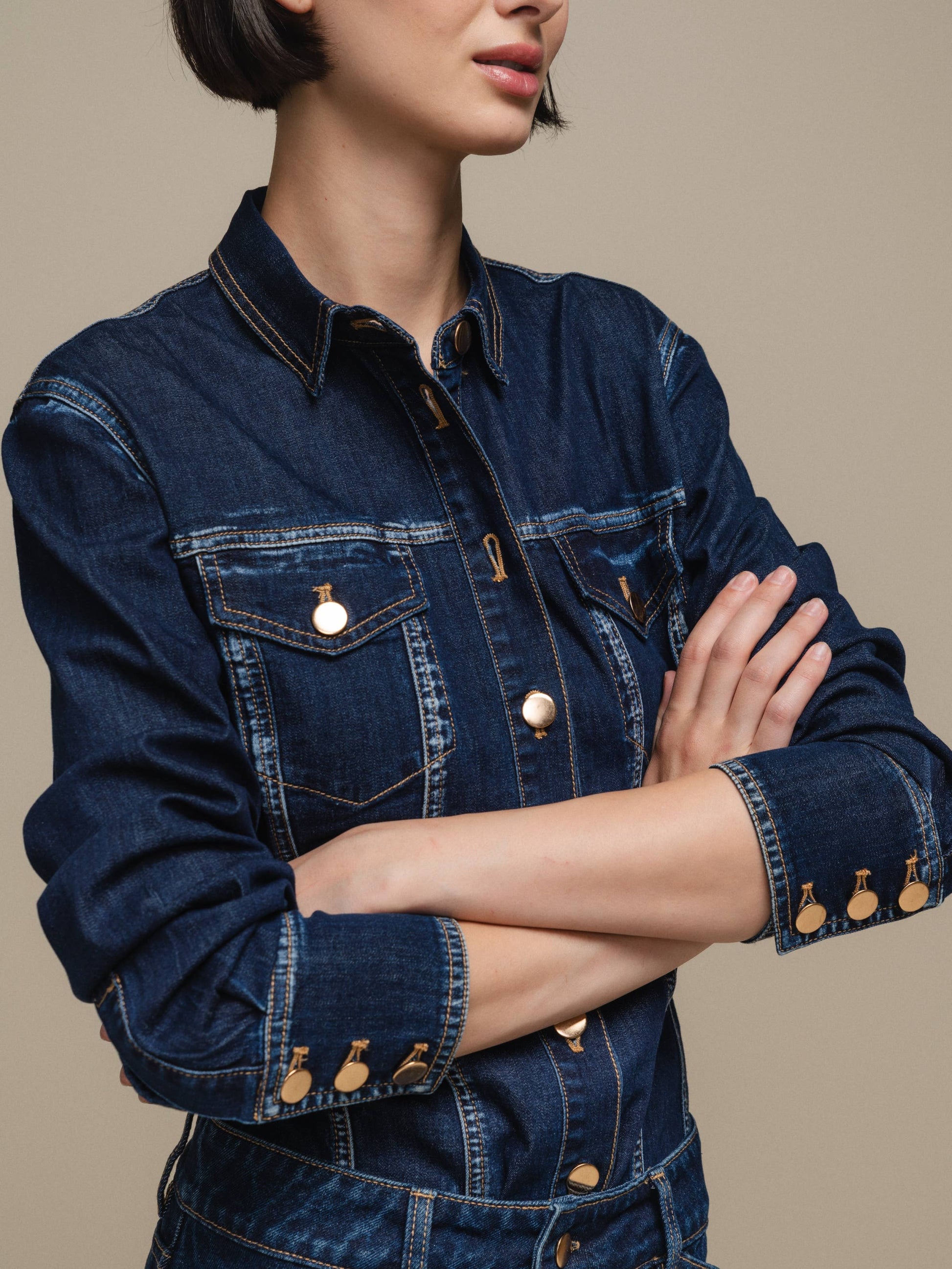 Abito chemisier in denim da donna